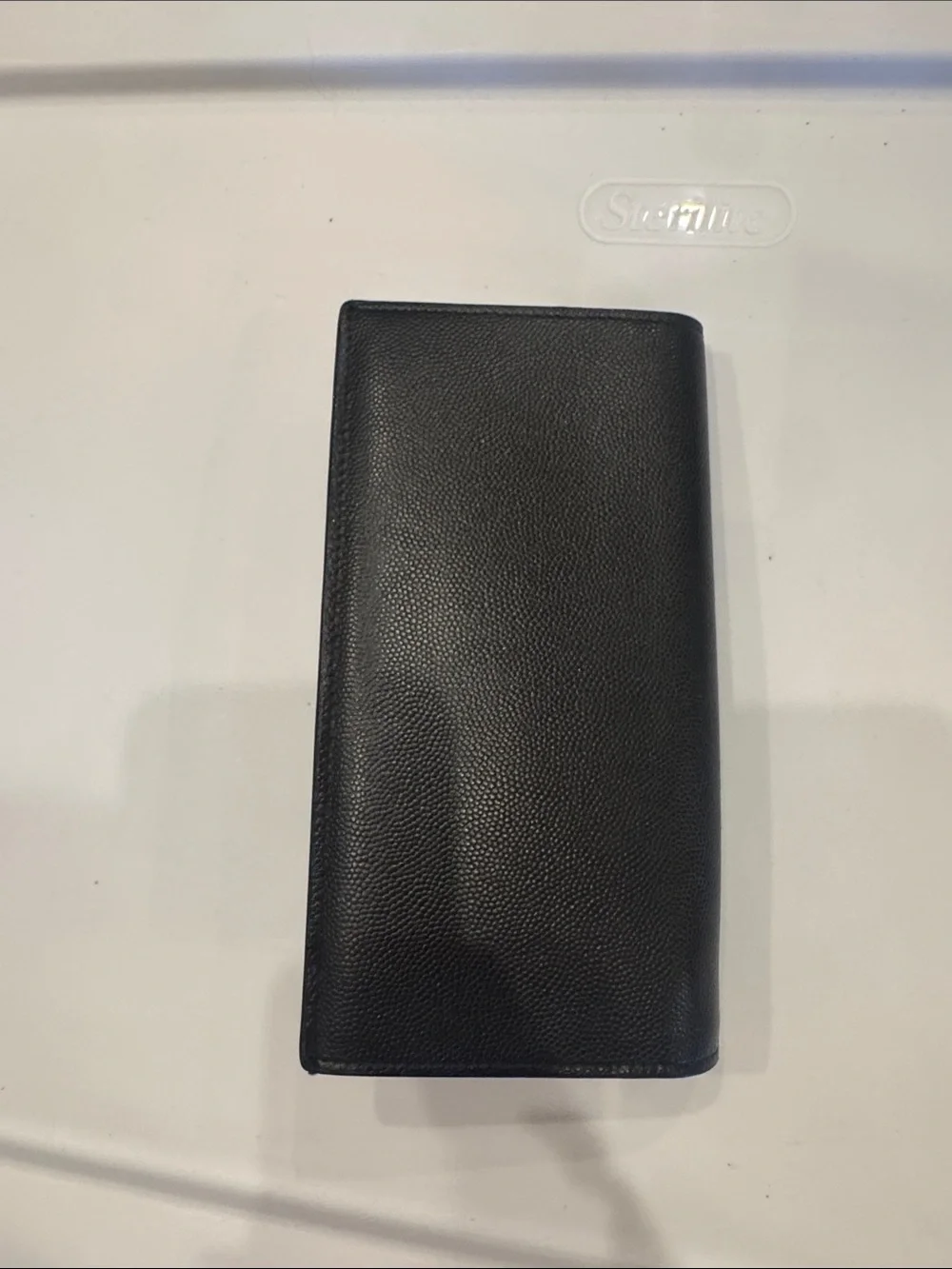 Saint Laurent Black Pebbled Leather Long Wallet with YSL Monogram